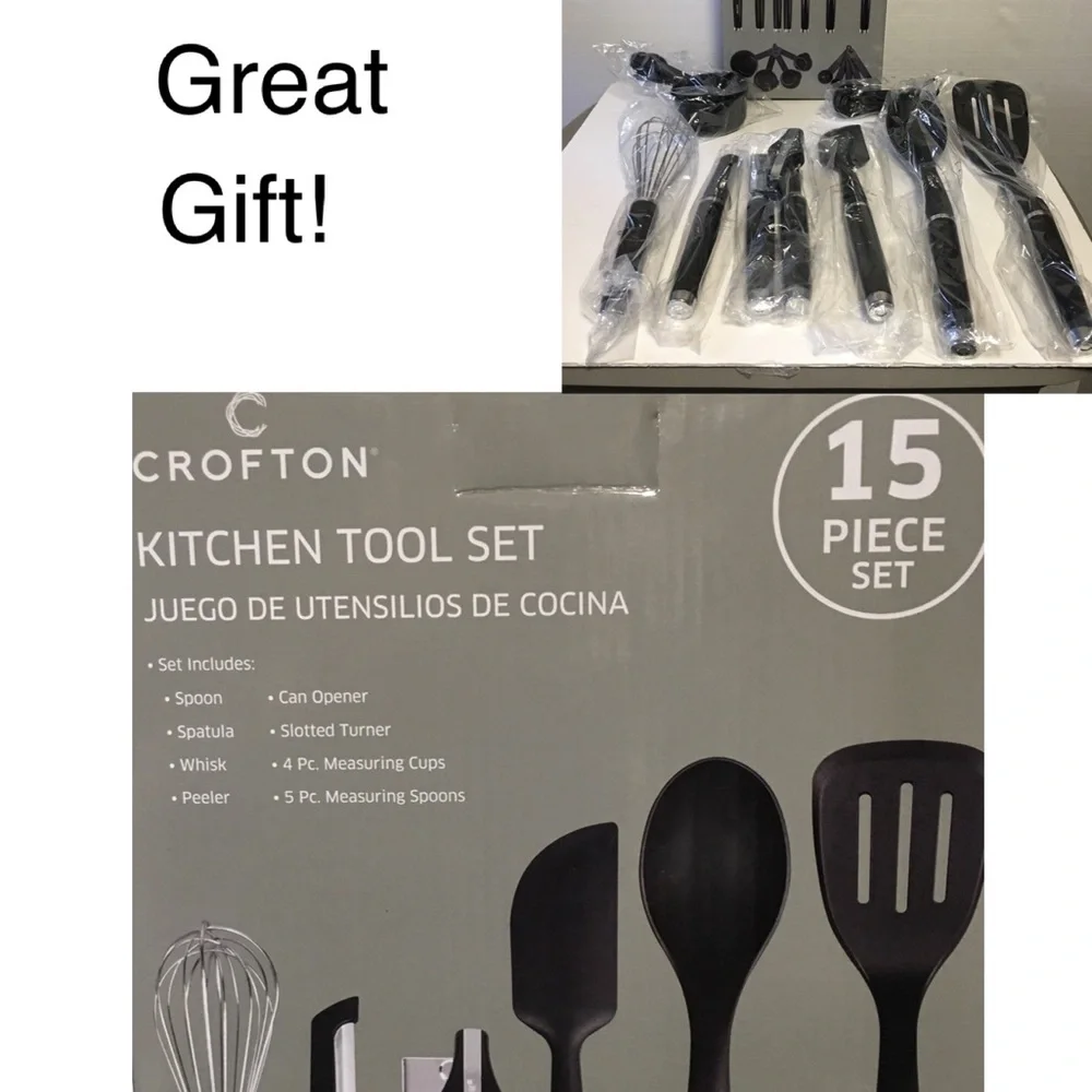 NIB Crofton New In Box PBA FREE 15 Pc Kitchen Tool Set Black Dishwasher …